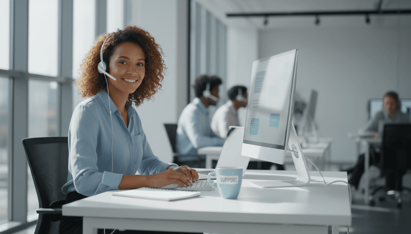 AI receptionist system in action at a service business desk
