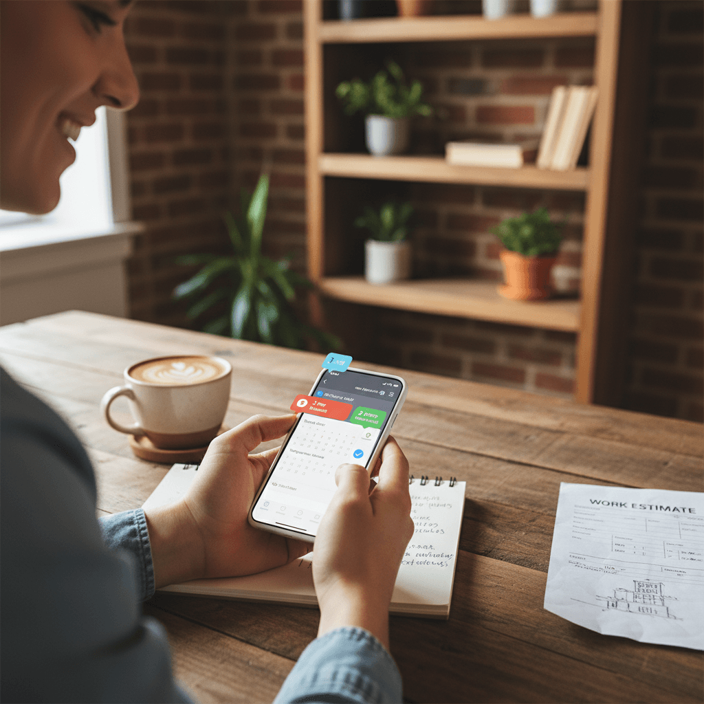 Service business owner receiving AI-generated leads on mobile phone